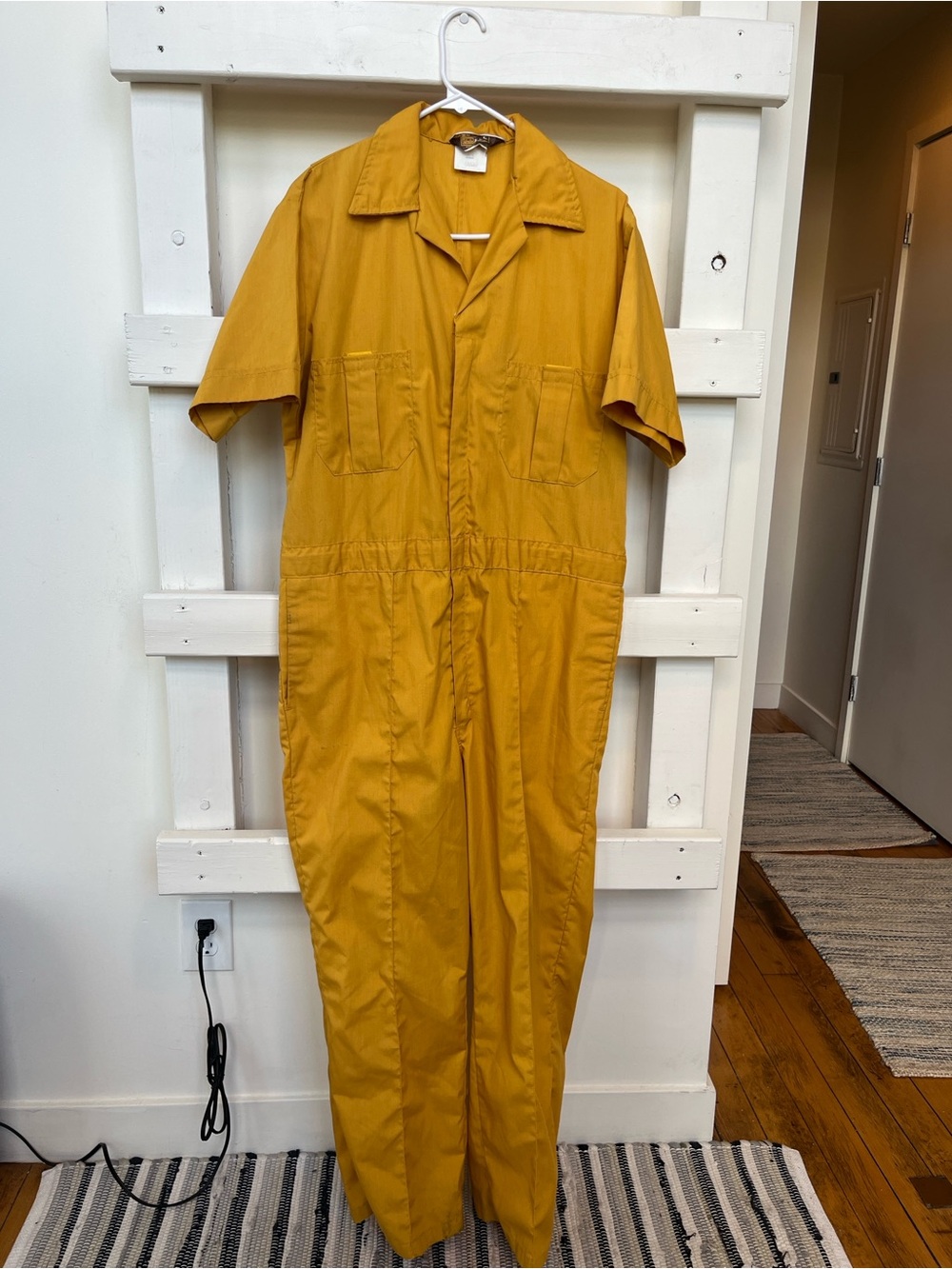 Walls Men's Short-Sleeve One-Piece Jumpsuit in Mustard Yellow